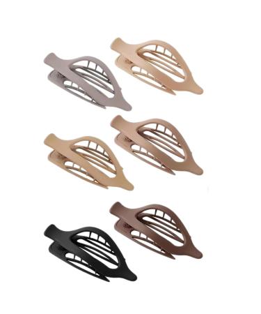 Fulenyi Flat Hair Claw | Vintage French Design Side Slid Hairpin | Retro Strong Hold Lay Flat Hair Claws Hair Accessories No Slip Grip Hair Clips for Thick Thin Hair Solid color