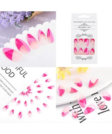 Sethexy Pink French False Fingernails - 24 Glossy Acrylic Nail Tips for Women & Girls | Perfect Press-On Nail Art - Buy Online on GoSupps.com