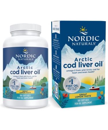 Nordic Naturals Arctic Cod Liver Oil Lemon 1000 mg 180 Soft Gels - Buy Online on GoSupps.com