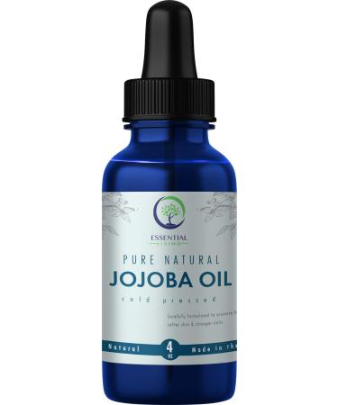 Essential Living: Organic Jojoba Oil - Pure Carrier Oil for All-Natural Skin Care  Moisturizer  Makeup Remover  Oil Cleansing and More - 4 oz. - Cold Pressed - No Hexane - Made in the USA