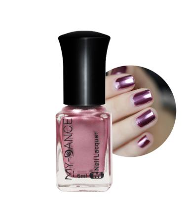Metal Nail Polish 6ml Mirror Nail Varnish Pink Metallic Effect Nail Art Polish Plating Metallic Nail Polish No UV Needed Magic Chrome Gel Nail Polish For Home Nail Art TJ004 6 ml (Pack of 1)