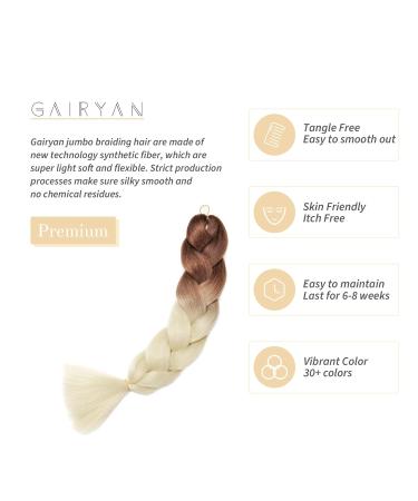 Gairyan Jumbo Braid Extensions - 24 Ombre Synthetic Hair for Crochet Twists - 100g Brown & Beige (1pcs) - Perfect for Infllammatory Styles - Buy Online on GoSupps.com