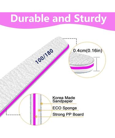 50pcs Nail Files Professional Nail File 100/180 Grit Nail Files for Acrylic Nail Gel Nails or Thick Nails Nail Files Washable and Reusable Double-Sided Emery Board Nail Files 100/180 for false nails(50 Pcs ) - Buy Online on GoSupps.com