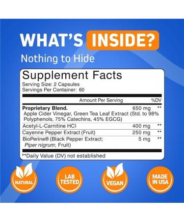 Herbtonics Thermogenic Supplement | Metabolic Health & GLP-1 Support for Men & Women | Clean Energy & Mental Focus | ACV Green Tea Extract & Caffeine | 120 Veg Capsules - Buy Online on GoSupps.com