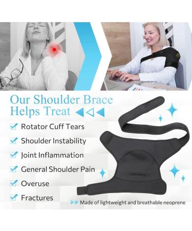 HOPPOLE Adjustable Shoulder Brace - Compression Support for Men and Women - Relieves Shoulder Injuries and Tendonitis - Black, One Size - Buy Online on GoSupps.com