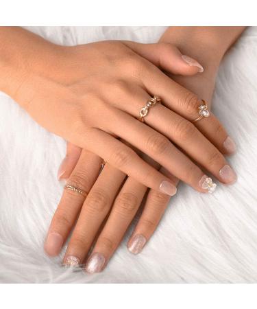Sethexy French Short Pink Sparkle False Fingernails - 24 Glossy Acrylic Nail Tips with Glue for Women & Girls - Buy Online on GoSupps.com