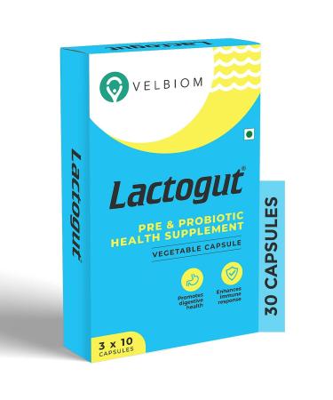 Lactogut Probiotics Supplement for Immunity and Digestive Health Gut Health Multi Strain and Site-Specific Pre-Probiotic Formula -30 Capsules (Pack Of 1)