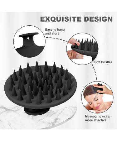 Meartchy Silicone Scalp Massager Shampoo Brush - Hair Growth, Dandruff Removal, Exfoliator, Soft Bristles - Black - Buy Online on GoSupps.com
