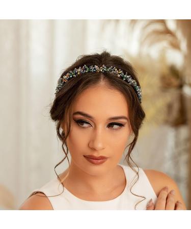 IYOU Vintage Rhinestone Headbands Sparkly Crystal Green Hair Bands Flower Prom Party Hair Accessories for Women and Girls - Buy Online on GoSupps.com
