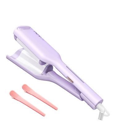 NOVUS Upgrated 32MM Egg Roll Hair Waving Iron, Purple 1/1/4 Inch Curling Wand, Professional 2 Barrel Curling Iron, Hair Curler Crimper Beach Waver Styling Tools & Appliances with Multifunctions