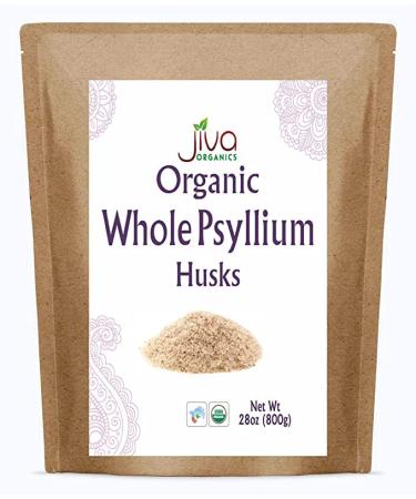 Jiva Organic Whole Psyllium Husk (Isabgol) 28 Oz Jumbo Bag - Non-GMO, Unflavored - Keto Friendly, Soluble Fiber 1.75 Pound (Pack of 1)