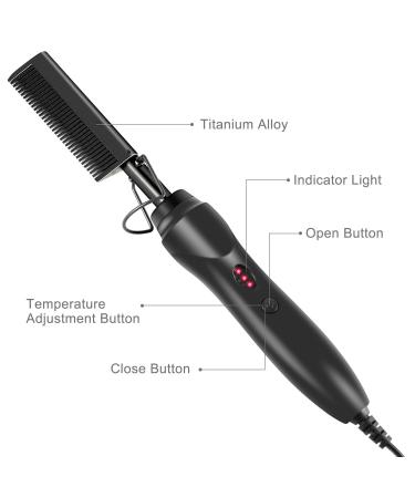 Hot Comb Hair Straightener - Portable Electric Heated Brush for Wet & Dry Hair Anti-Scald Curling Iron for Wigs - Quick Heating Straightener (Black - Buy Online on GoSupps.com