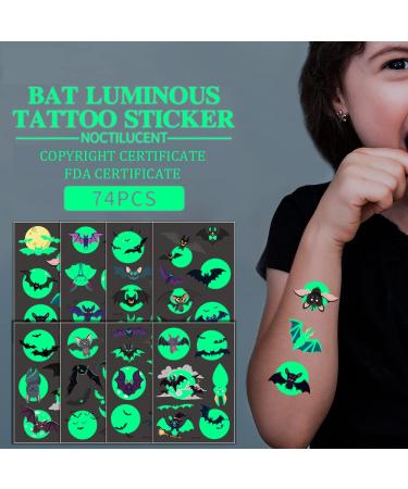 Halloween Temporary Tattoo Kit - 100 PCS Glow in the Dark Body Stickers | Luminous Face Fake Tattoos for Monster & Vampire Costumes - 3D Makeup Party Favors for Kids & Adults - Buy Online on GoSupps.com