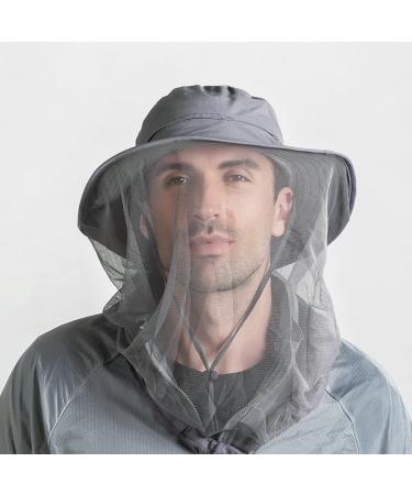 Mosquito Midge Insect Head Net Hat Beekeeping Hat Outdoor Jungle Face Cover Bucket Hat Sun Hat Mesh Face Protection Mask For Fly Mosquito Bug Bee Gnat For Fishing Hiking Camping Gardening Gather Honey One Size Grey