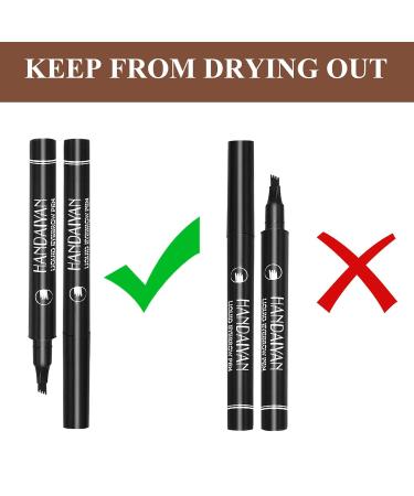 Waterproof Microblading Eyebrow Pen - 4 Tip Liquid Brow Pencil for Natural Looking Eyebrows (Dark Brown #02) | International Shipping Available - Buy Online on GoSupps.com