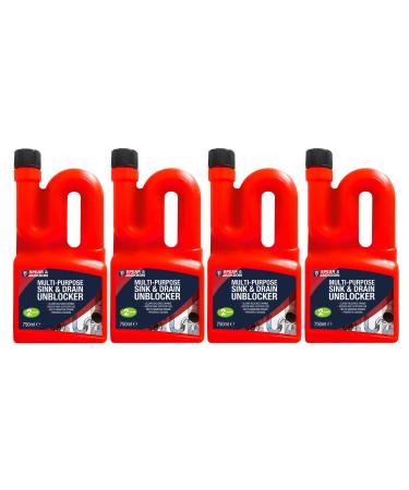 Spear & Jackson Multi-Purpose Sink & Drain Unblocker 4 x 750 ml Clears Blocked Drains 2 Doses per Bottle - Buy Online on GoSupps.com