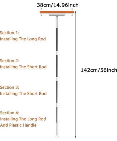 Multifunction Floor Squeegee - Silicone Wiper & Sweeper for Bathroom, Glass, Kitchen - Non-Stick Hair Sweeping Tool - Orange - Buy Online on GoSupps.com