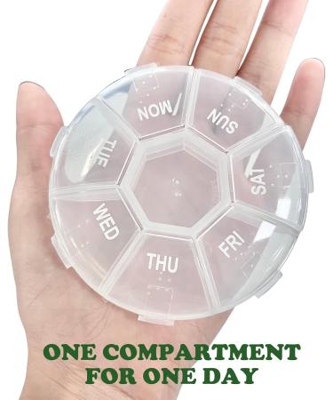 Travel Pill Box 7 Day 2 Times a Day 2Pcs Portable Round Organisers Weekly Clear Pink Medicine Storage Box - Buy Online on GoSupps.com
