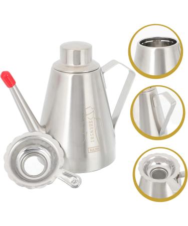 Zerodeko 2pcs Stainless Steel Oil Pot Stainless Steel Container Kitchen Sauce Bottle Oil Container Practical Oil Dispenser Grease Filter Olive Oil Dispenser Bottle Seasoning Washable 16x14cmx2pcs Silverx2pcs - Buy Online on GoSupps.com