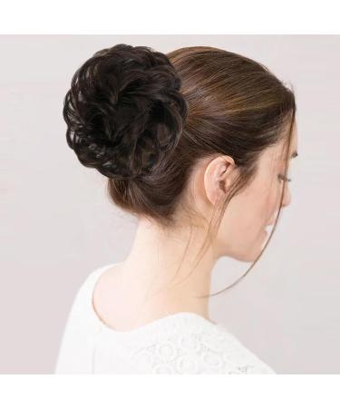 XNIVUIS 2 Pcs Messy Hair Scrunchies Scrunchy Scrunchie Messy Bun Hair Piece Hair Bun Scrunchies Hair Bun Extensions Bun Curly Wavy Hair Scrunchies Curly Wavy Hair Pieces For Women (Dark Brown) - Buy Online on GoSupps.com