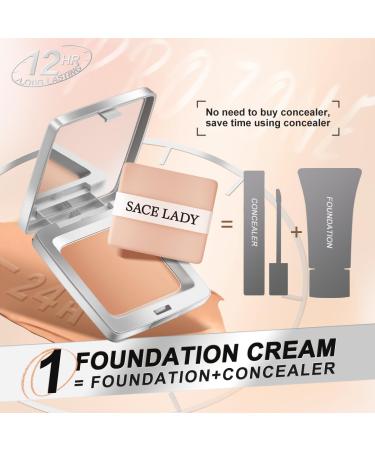 SACE LADY Ultra Cover Powder Foundation - Waterproof Full Coverage Makeup in Natural Ivory 0.30oz - Long-Lasting Compact with Mirror - Buy Online on GoSupps.com