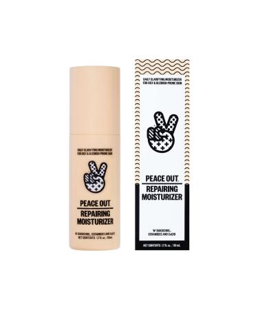 PEACE OUT Skincare Repairing Moisturizer | Lightweight Daily Hydration for Sensitive  Oily and Acne-Prone Skin | Nourishes  Soothes  Balances Skin and Refines Texture | Fragrance-Free (1.7 fl oz)