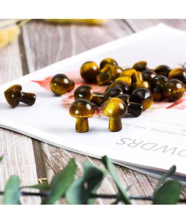 Natural Crystal Yellow Tiger Eye Quartz Mushroom Crystal Carving Decoration 2pc Room Decoration Stone Mineral Specimen - Buy Online on GoSupps.com