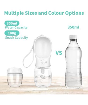Myowell Portable Dog Drinking Bottle - 350ml Water Bottle with 100g Food Cup for Small & Large Dogs | Leak-Proof & Travel-Friendly (White) - Buy Online on GoSupps.com
