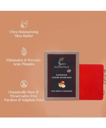 Buy SVATV Handcrafted Herbal Soap with Vitamin E Apple & Cinnamon | Kosher Ayurvedic Soap for All Skin Types | 125g Natural Soothing Soap for Men & Women - Buy Online on GoSupps.com