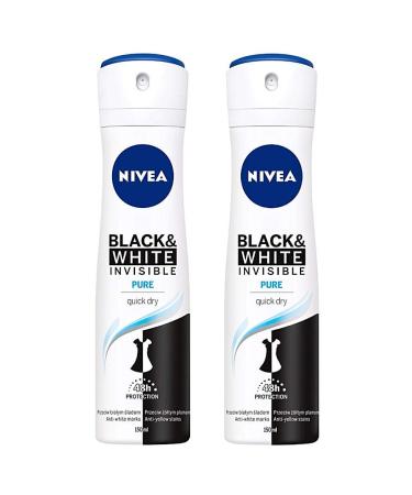 Nivea Black & White Invisible Pure Anti-perspirant Deodorant Spray - 2 Pcs X 150 ml