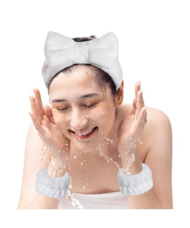 Hoyuwak 12Pcs Headbands Wristbands Set for Washing Face - White Pink Blue Gray | Knotted Spa Head Bands, Wrist Towels, Hair Bands for Women & Girls - Buy Online on GoSupps.com