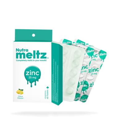 Nutrameltz Zinc 25 mg Supplement  Dietary Immune Support Supplement Promotes Healthy Hair & Nails Boost Metabolism Quick Dissolving  Mouthwatering Lemon Flavor (60 Tablets)