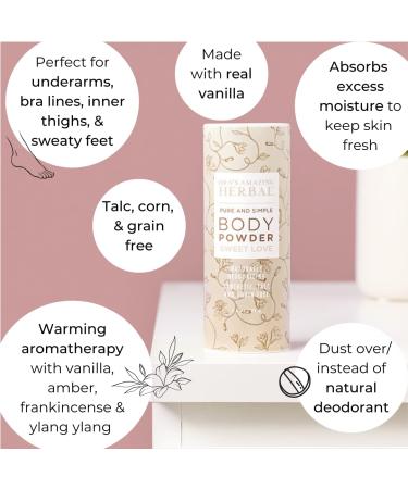 Ora's Amazing Herbal Sweet Love Body Powder - Talc Free, Vanilla Scented Bath Powder with Frankincense, Amber & Ylang Ylang - 2.5 oz - Buy Online on GoSupps.com