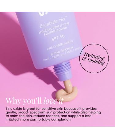 Naked Sundays SPF 50 Mineral Sunscreen for Sensitive Skin BeautyBarrier Priming Lotion with Zinc Oxide & Cica Sheer Finish Broad Spectrum UVA&UVB - 50ml - Buy Online on GoSupps.com