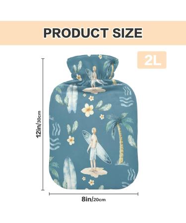 Mnsruu 2L Ocean Surfing Hot Water Bottle with Cover - Perfect Gift for Women & Kids | Ideal for Christmas - Buy Online on GoSupps.com