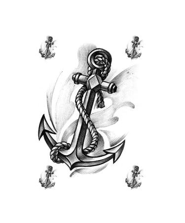 SanerLian Anchor Ship Temporary Tattoo Sticker Set of 4 (SF162) - Waterproof Body Art for Men and Women - Buy Online on GoSupps.com