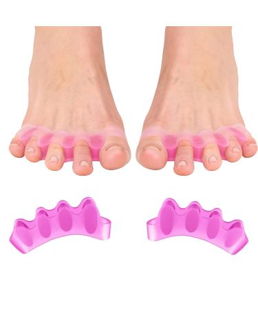 Toe Spacers(1 Pair) Gel Toe Separators to Correct Toes Bunion Corrector for Women Men Toe Spacer Hammer Toe Straightener Toe Stretcher Big Toe Separators (Pink)