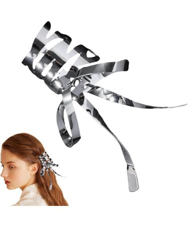 Teksome Bow Hairpin Set Retro Metal Bowknot Barrette | Single and Double Ponytail Bow Hair Clips for Women Girls Adults All Ages Kids Silver - Buy Online on GoSupps.com
