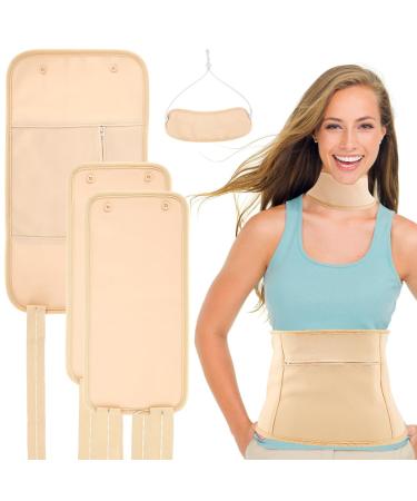 4PCS Waist Neck Oil Pack Set Castor Oil Pack Kit for Liver Comfortable Oil Pack Leak-Proof Oil Pack Mess-Free Oil Pack Wrap with Adjustable Elastic Strap Washable Reusable Knee Essential Oil Wrap