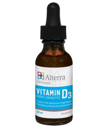 Alterra Vitamin D3 1000 IU 30 ml | Vitamin D Drops Helps Absorb Calcium and Phosphorus |Calcium Intake Prevents Vitamin D Deficiency and Supports Bones & Teeths Health | Non GMO Dairy Gluten Soy Wheat Yeast Sugar and Corn Free