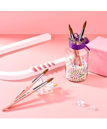 Pure Kolinsky Acrylic Nail Brush Size 12 - Pink Wood Handle - Professional Manicure Tool for DIY Home Salon - Cherry Blossom Pink - Buy Online on GoSupps.com