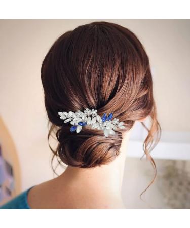 IYOU Crystal Bridal Hair Comb Blue Wedding Side Combs Sparkly Rhinestone Headpiece Prom Bride Bridesmaid Hair Accessories for Women - Buy Online on GoSupps.com