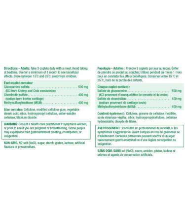 Glucosamine Chondroitin MSM 1 300 mg Ultra-Strength Caplets - Gluten-Free & Vitamin D 1 000IU 500 Tablets SUPPLEMENT + VITAMIN DR02223-157 - Buy Online on GoSupps.com