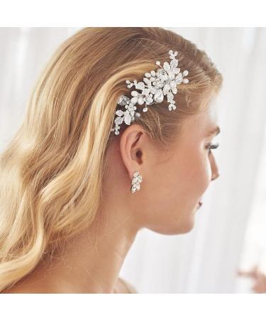 Zoestar Wedding Hair Combs Slides Silver Crystal Headpiece Pearl Bridal Hair Jewelry Rhinestone Hair Accessories for Women and Girls - Buy Online on GoSupps.com