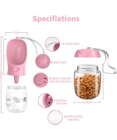 Buy Myowell 350ml Portable Dog Drinking Bottle - Leak-Proof & Includes 100g Food Cup - Perfect for Small & Large Dogs - Pink - Buy Online on GoSupps.com