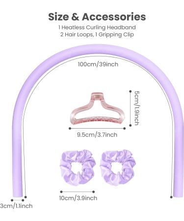 Heatless Curlers Headband Comfortable Silk Heatless Hair Curler for Sleeping Purple Satin Heatless Curling Set for Long Short Medium Hair No Heat Curl Rod with Hairpin and Scrunchies DIY Hairstyle - Buy Online on GoSupps.com
