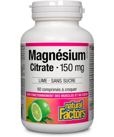 Natural Factors Magnesium Citrate 150mg - Key Lime Chewable Tablets 60 Count - Buy Online on GoSupps.com