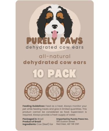 Purely Paws All-Natural Dehydrated Cow Ears - Safe Digestible Dog Chews - Single Ingredient Cow Ear Dog Treat - Rawhide Free (Regular 10 Count) 10 Count - Buy Online on GoSupps.com