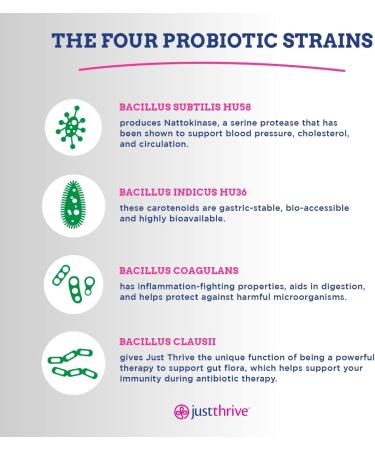 Just Thrive Probiotic & Antioxidant - Vegan Proprietary Blend - 30-Day Supply - 100% Spore-Based - 1000x Survivability - Immune & Digestive Health Support - Gluten-Free - 30 Count - Buy Online on GoSupps.com