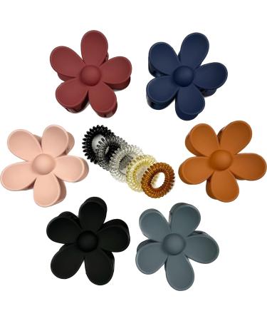 6 Pack 3 Inch Flower Claw Clips Flower Hair Clips for Women Large Strong Holder Claw Non Slip Strong Hold For Women Thin Thick Curly Hair